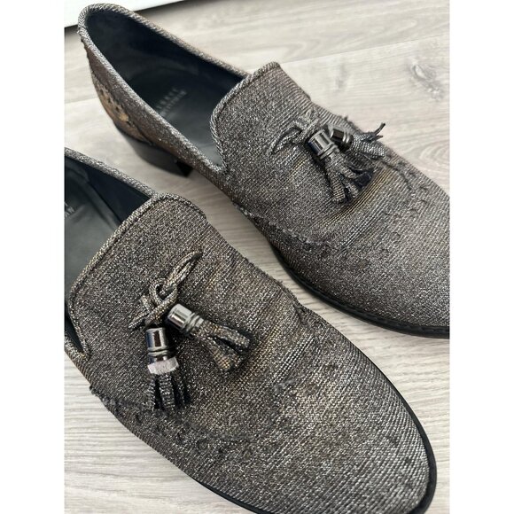 Stuart Weitzman Guything Pyrite Wingtip Tassels Nocturn Metallic Loafers Size 10 - Picture 4 of 12